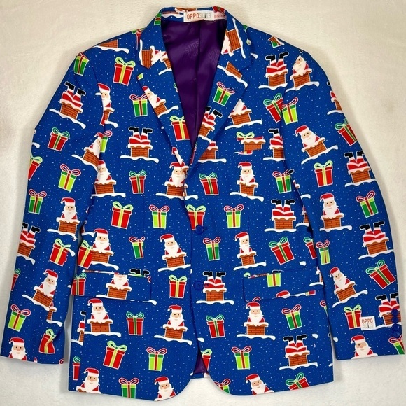 OPPOSUITS Men’s Christmas Eve Santa Holiday Presents Blazer Size 42 Funny Party‎ - Picture 1 of 13